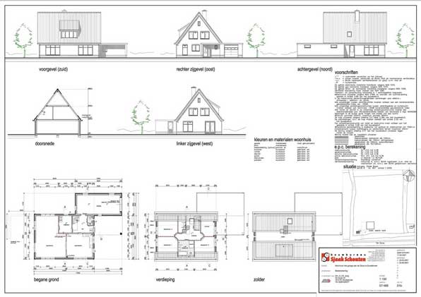 Bouwtekening nieuwbouw woning A. Jong te Grootebroek 